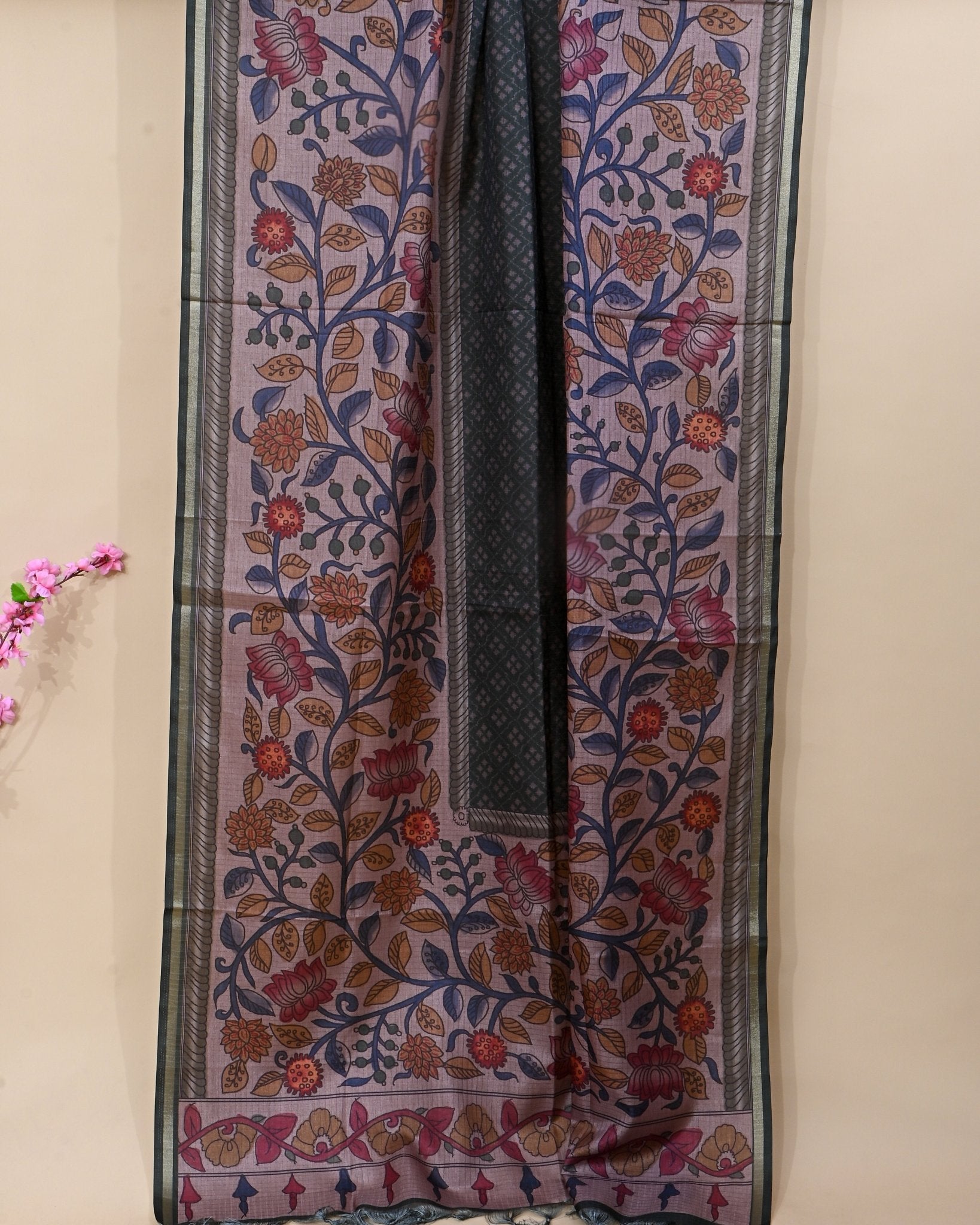 Off White Silk Printed Saree - Shop Vastram