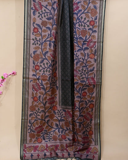 Off White Silk Printed Saree - Shop Vastram