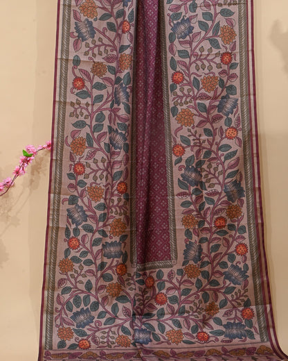 Off White Silk Printed Saree - Shop Vastram