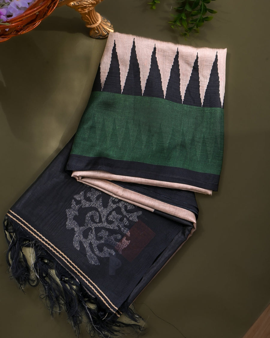 Off White Silk Printed Saree - Shop Vastram