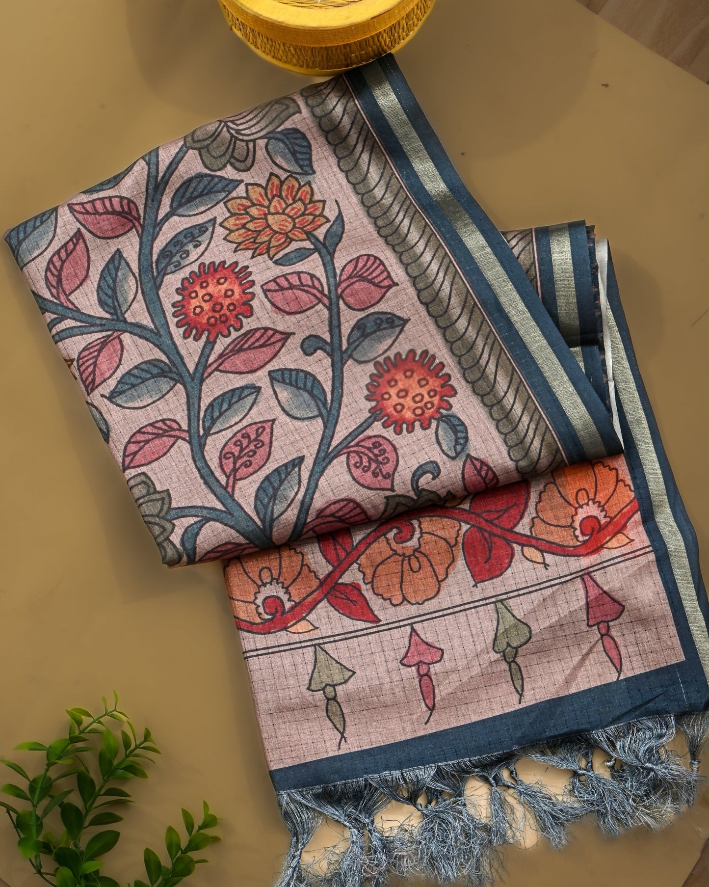 Off White Silk Printed Saree - Shop Vastram