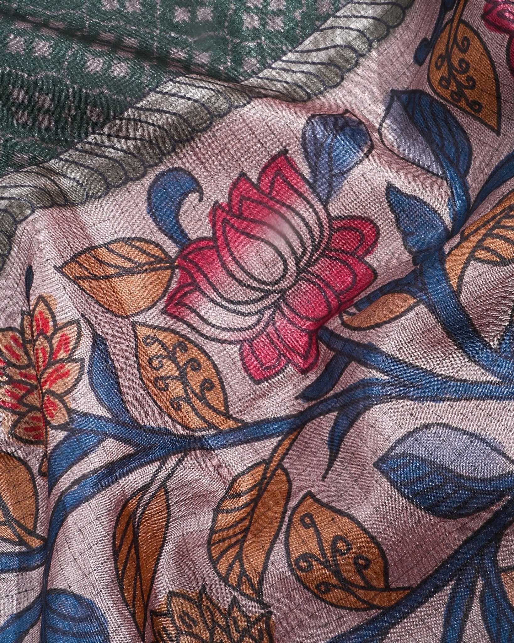 Off White Silk Printed Saree - Shop Vastram