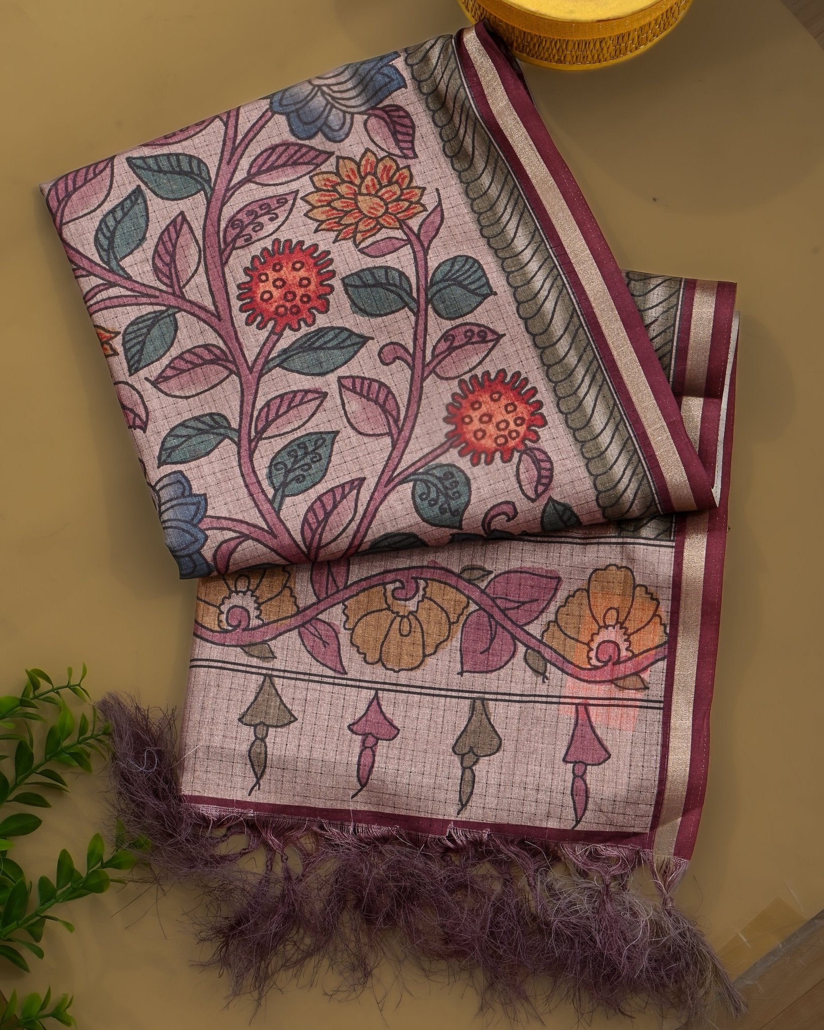 Off White Silk Printed Saree - Shop Vastram