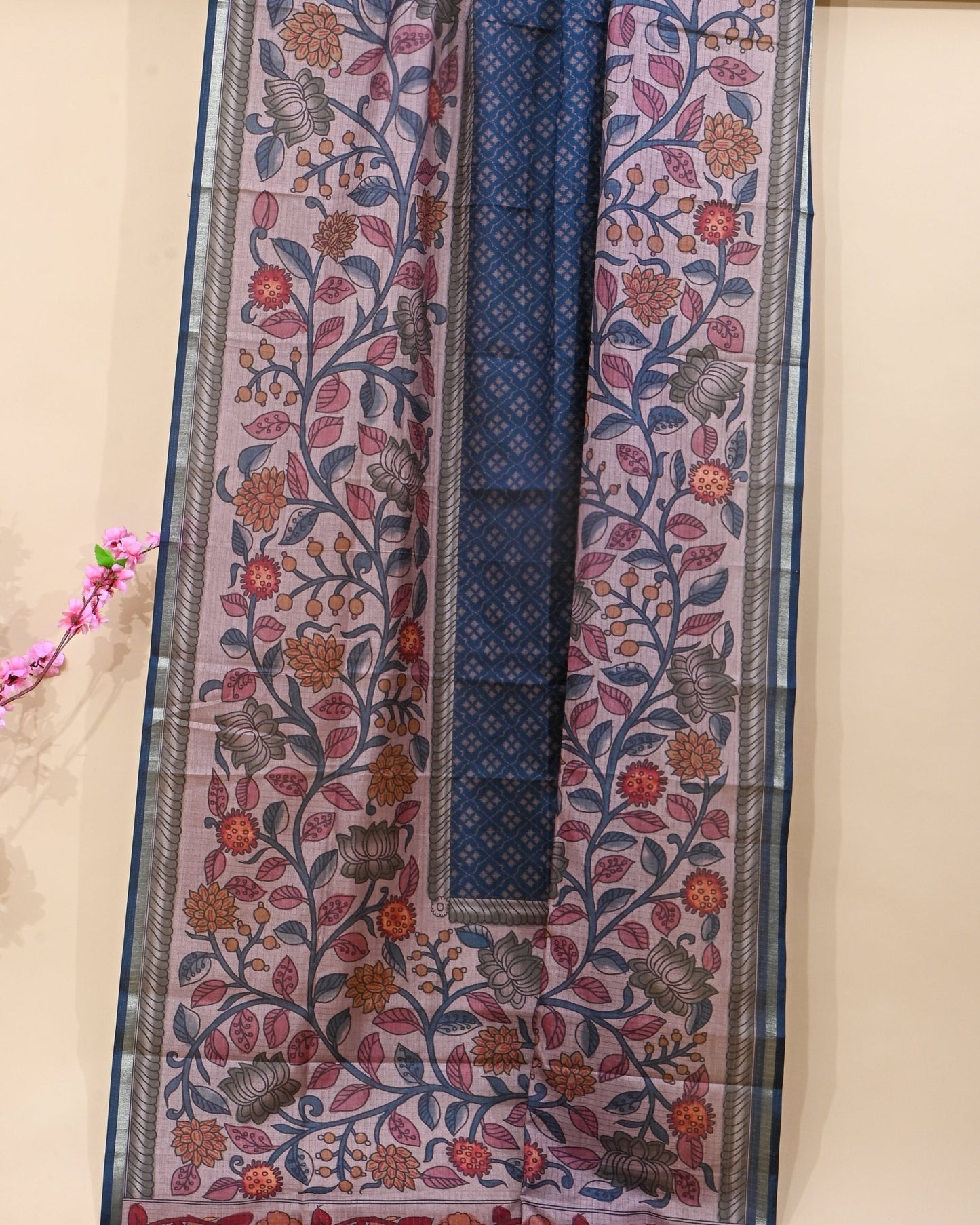 Off White Silk Printed Saree - Shop Vastram