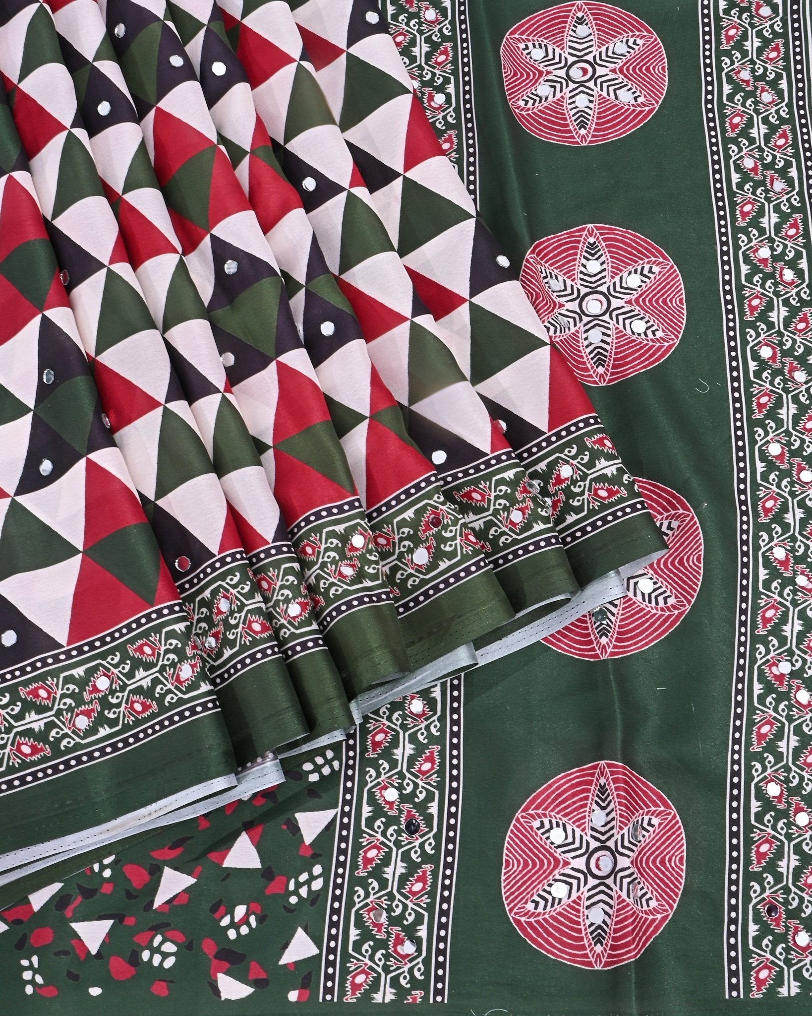 Off White Silk Printed Saree - Shop Vastram