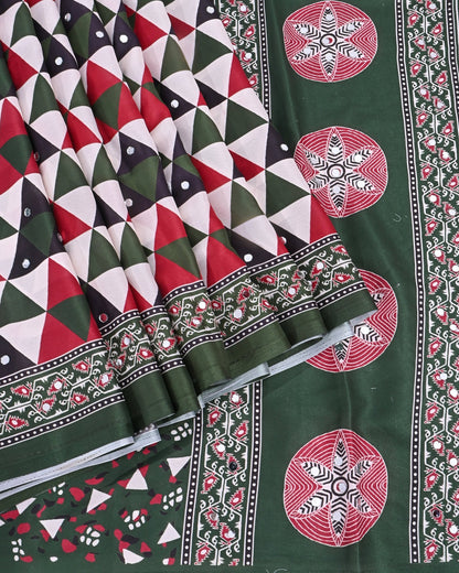 Off White Silk Printed Saree - Shop Vastram