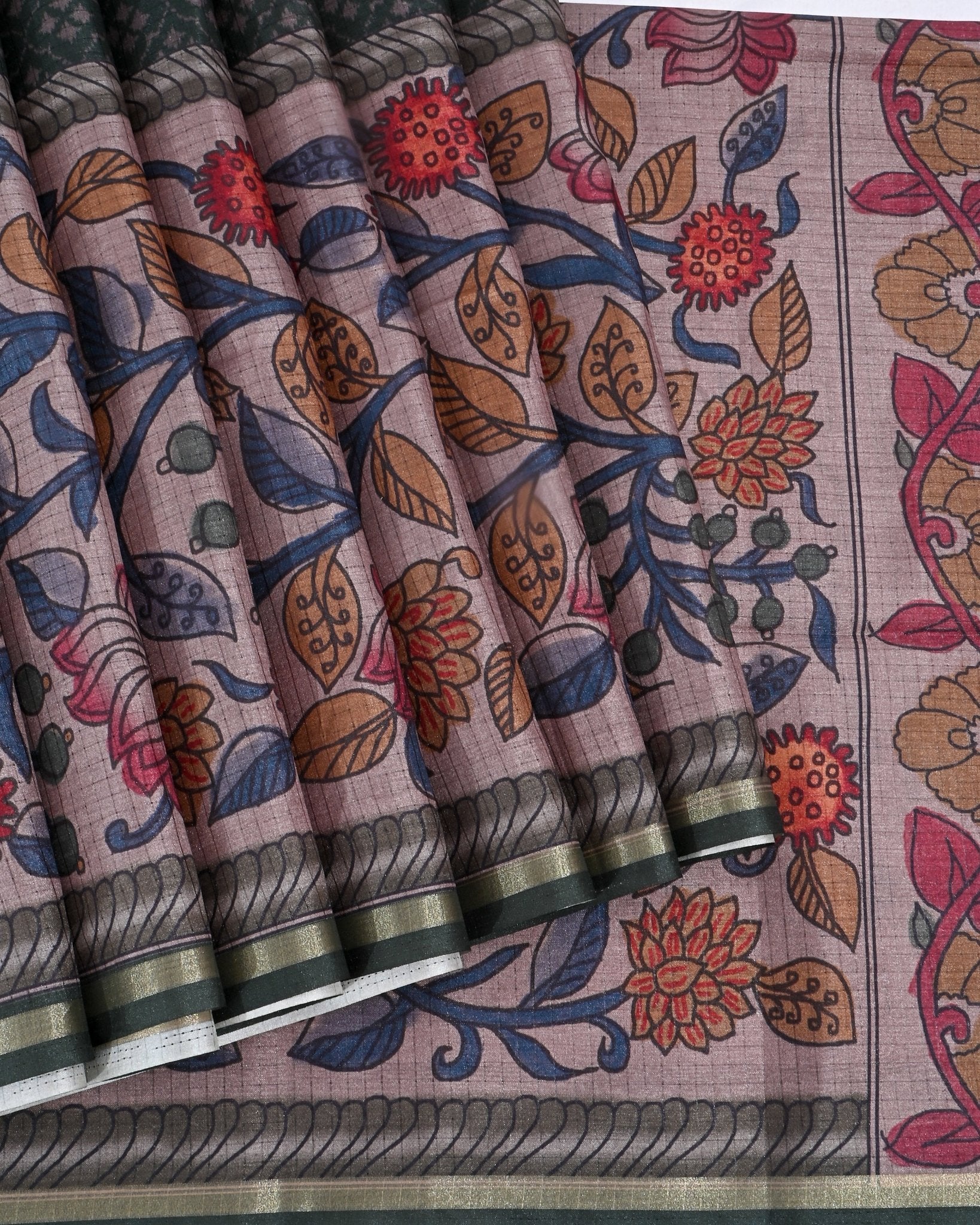 Off White Silk Printed Saree - Shop Vastram