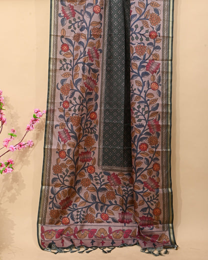 Off White Silk Printed Saree - Shop Vastram