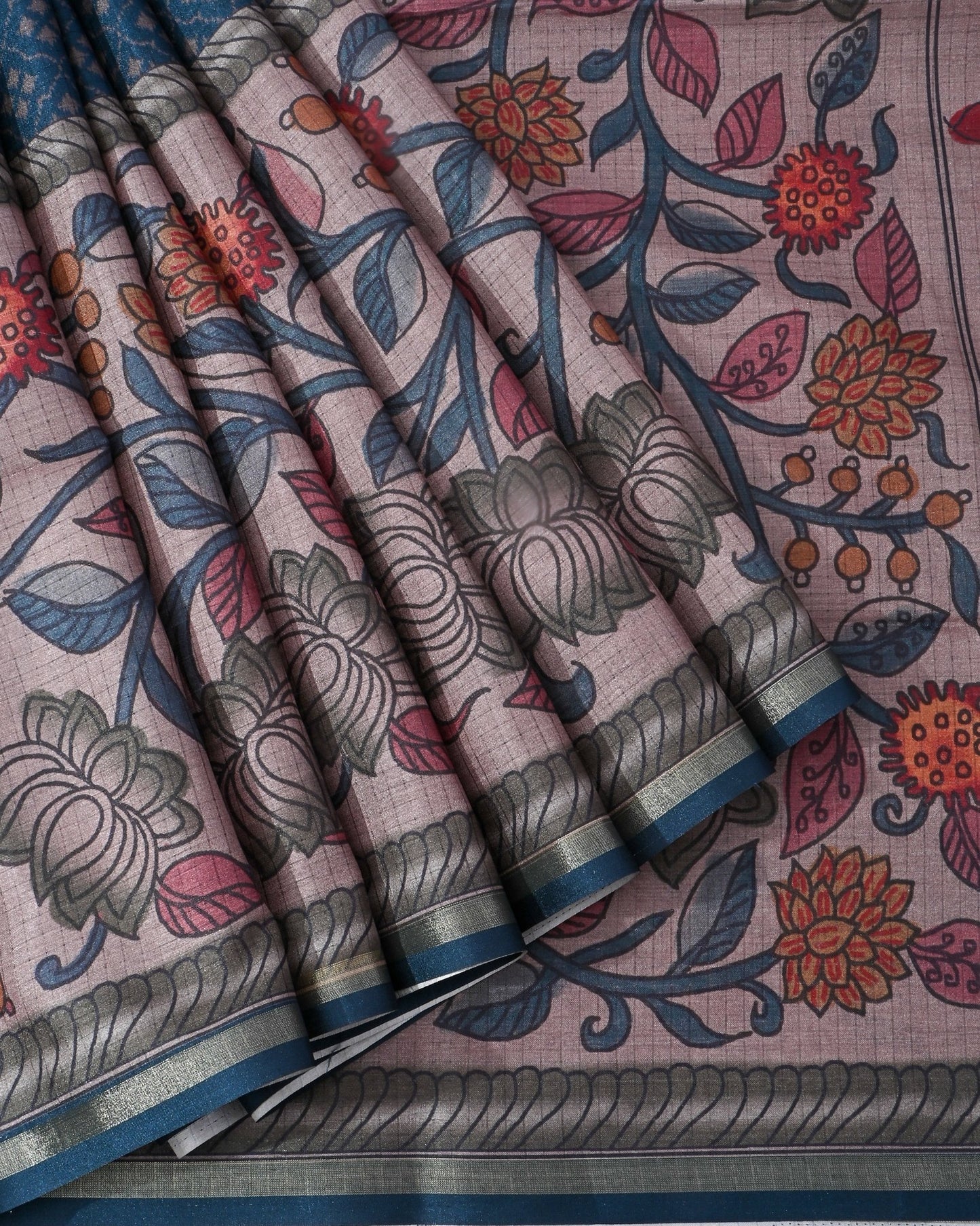 Off White Silk Printed Saree - Shop Vastram