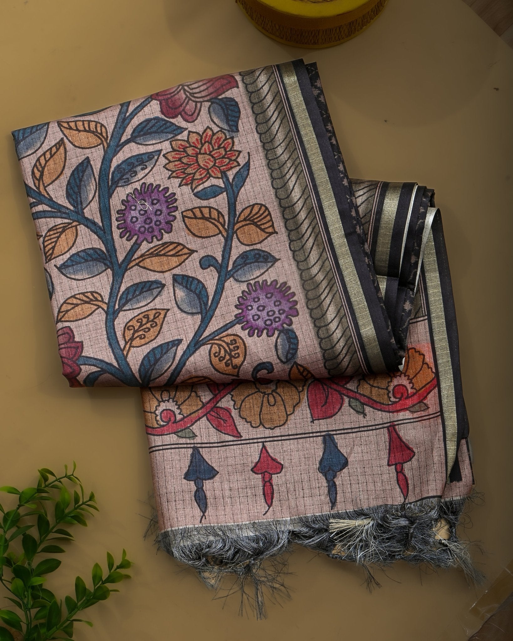 Off White Silk Printed Saree - Shop Vastram