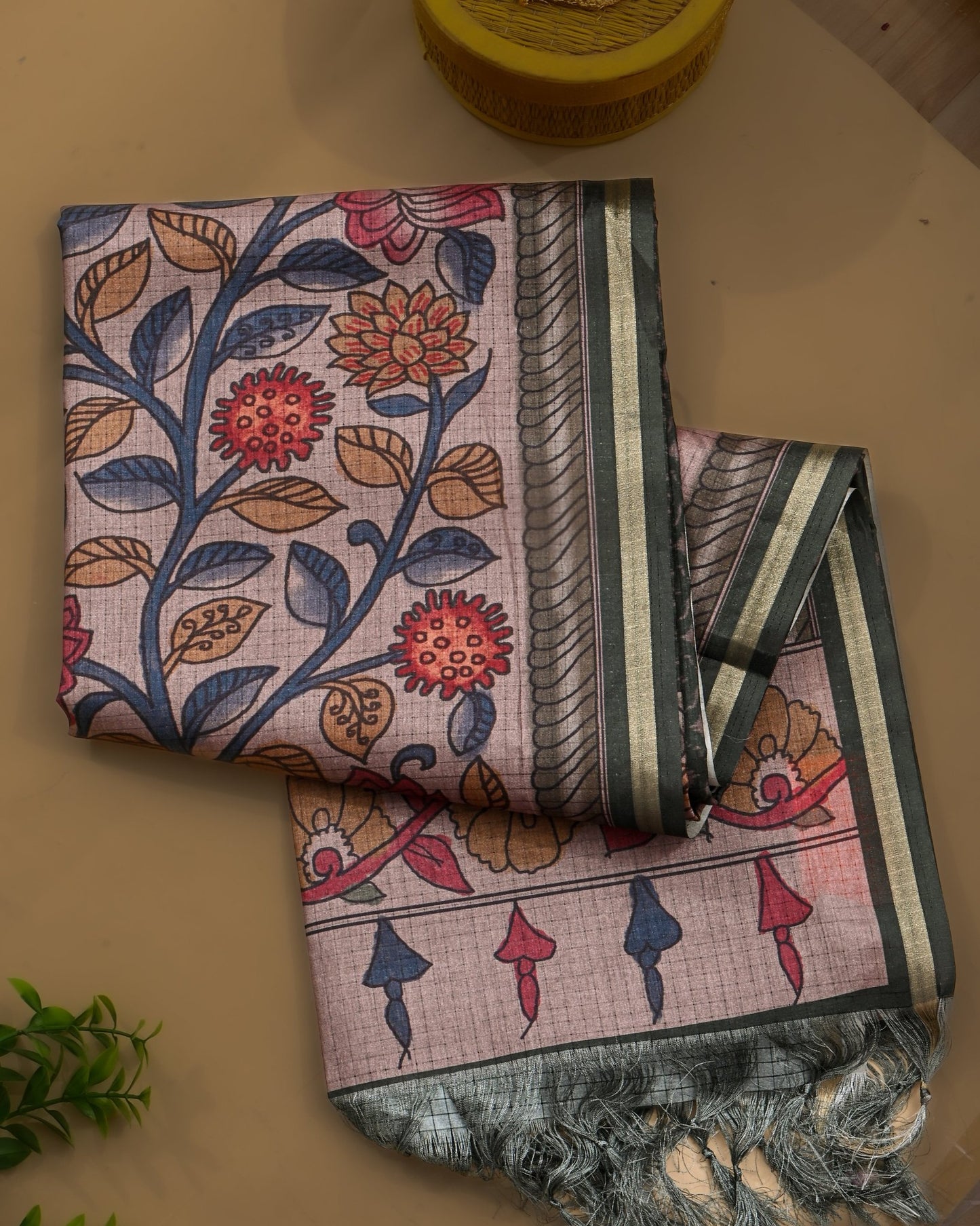 Off White Silk Printed Saree - Shop Vastram