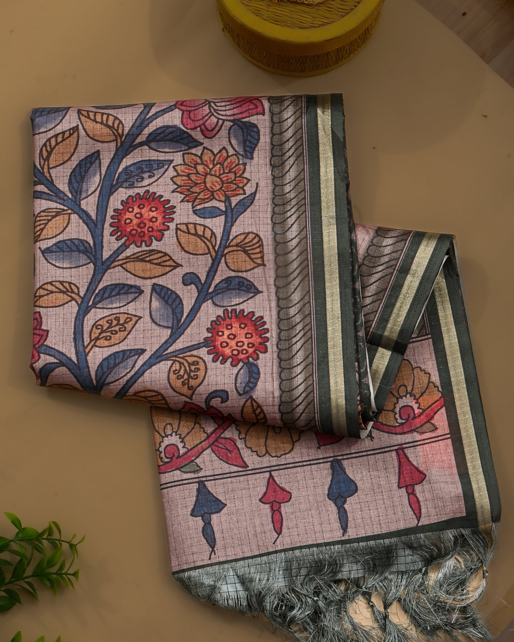 Off White Silk Printed Saree - Shop Vastram