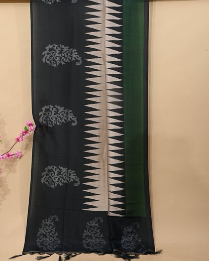 Off White Silk Printed Saree - Shop Vastram