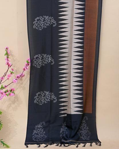 Off White Silk Printed Saree - Shop Vastram