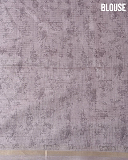 Off White Silk Printed Saree - Shop Vastram