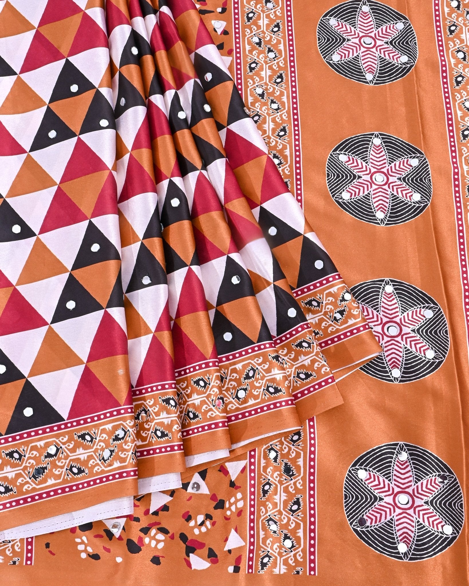 Off White Silk Printed Saree - Shop Vastram