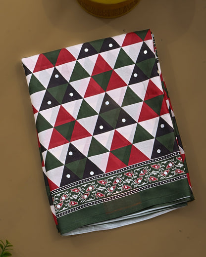 Off White Silk Printed Saree - Shop Vastram