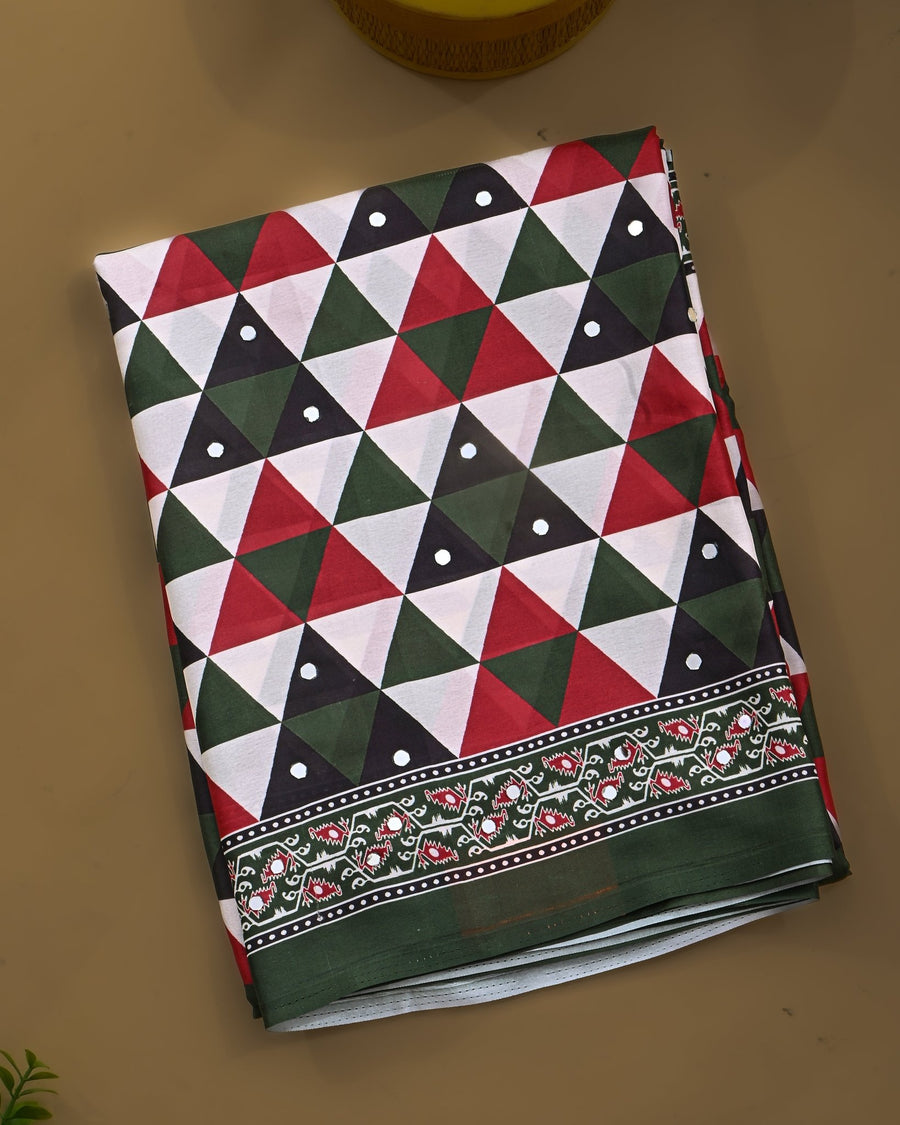 Off White Silk Printed Saree - Shop Vastram