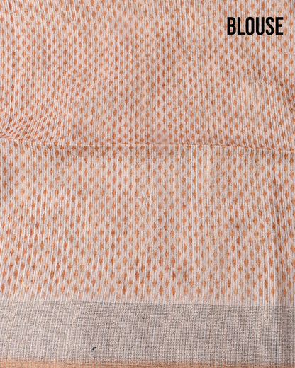 Off White Tusser printed Saree - Shop Vastram