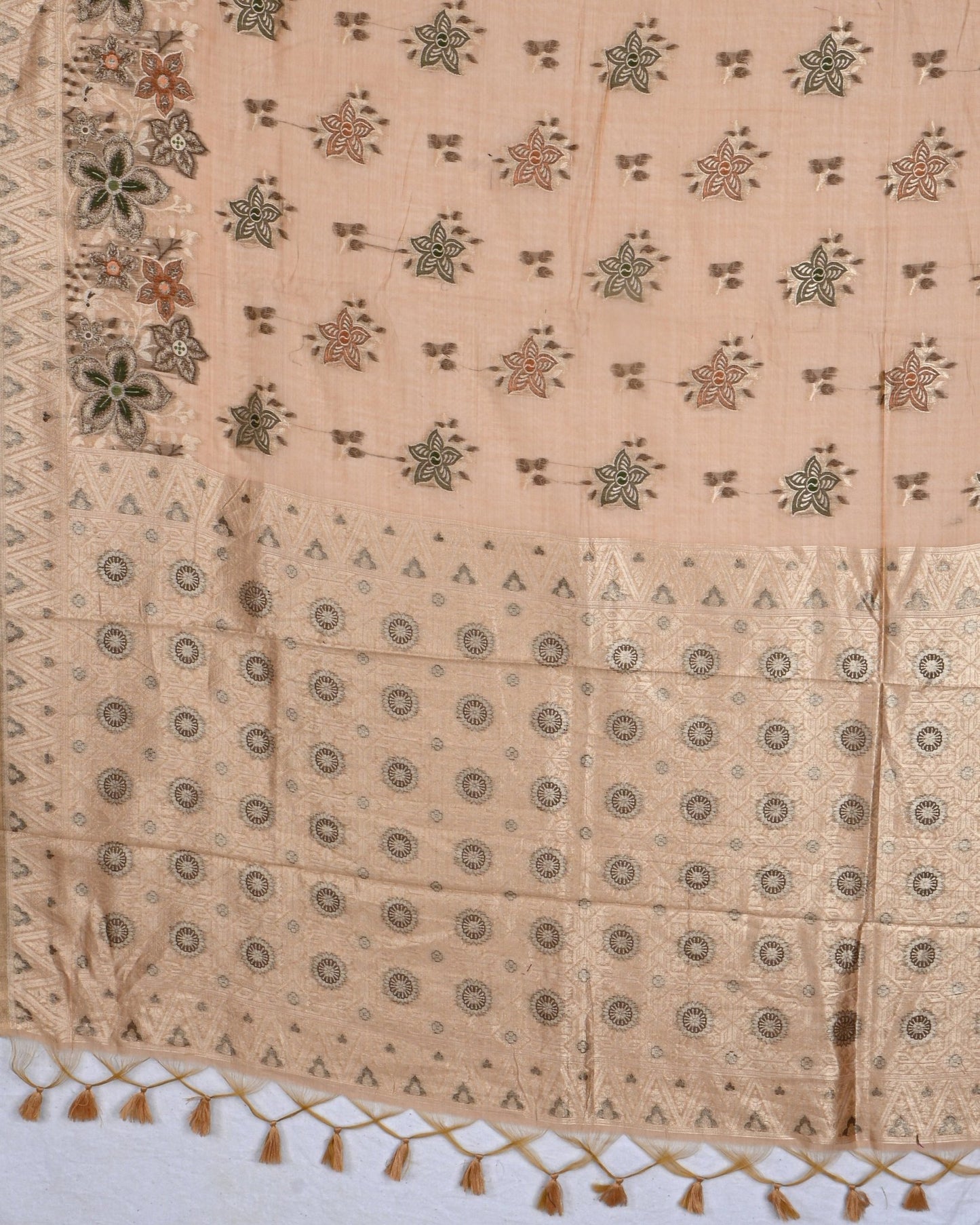 Orange color Chanderi Saree - Shop Vastram