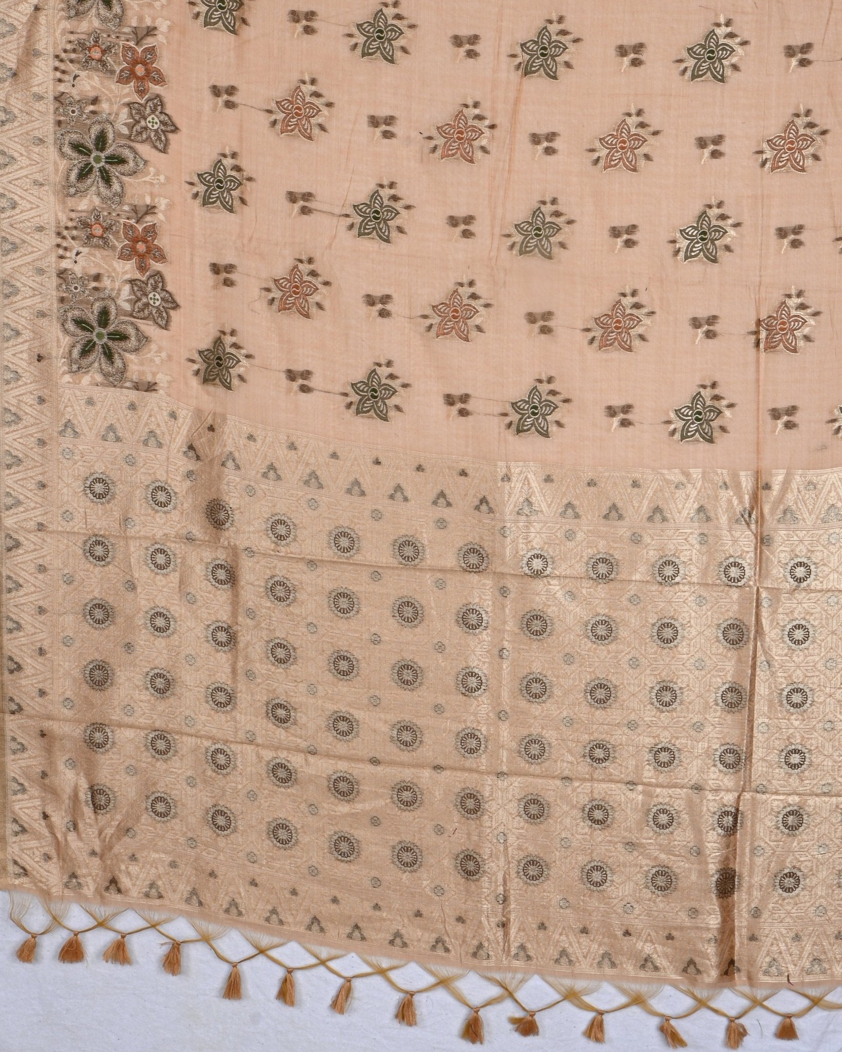 Orange color Chanderi Saree - Shop Vastram