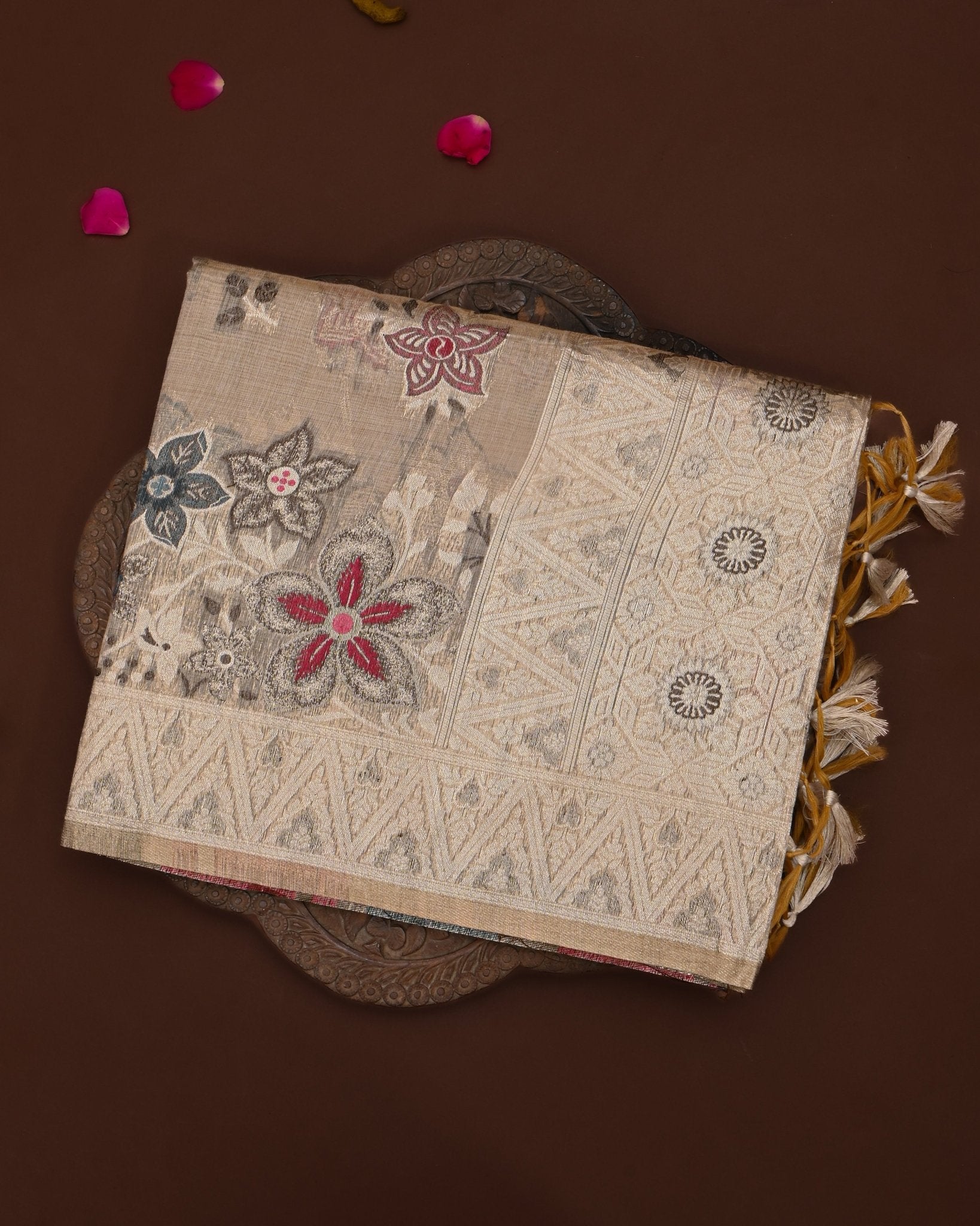 Orange color Chanderi Saree - Shop Vastram