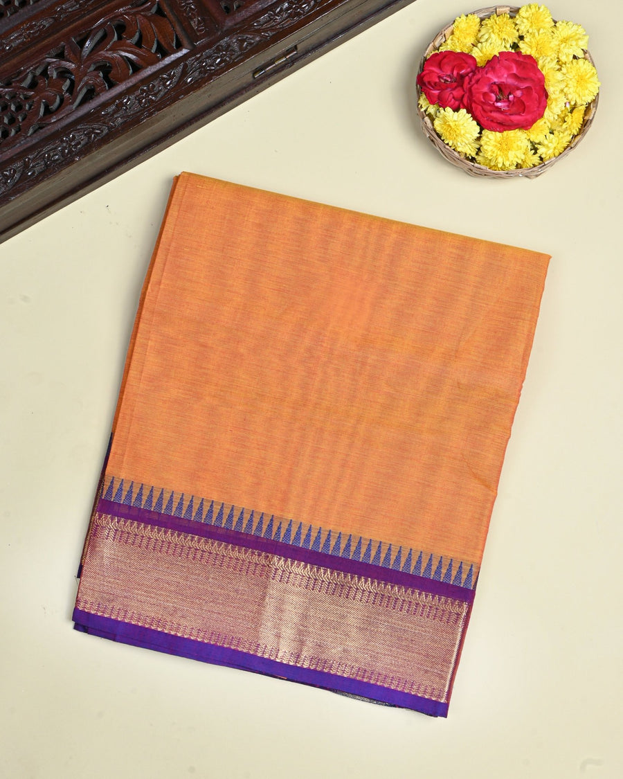 Orange Color Cotton Saree - Shop Vastram