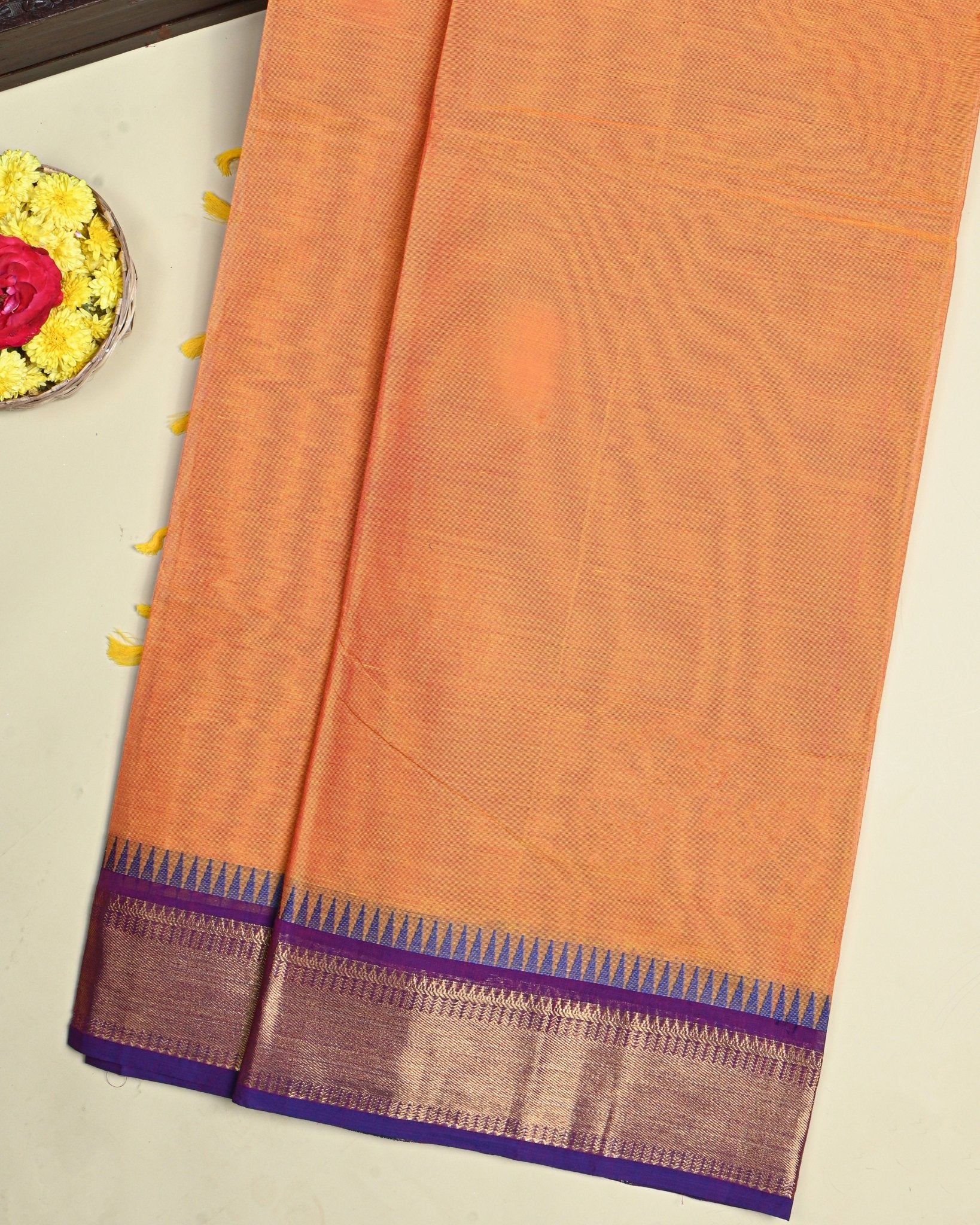 Orange Color Cotton Saree - Shop Vastram