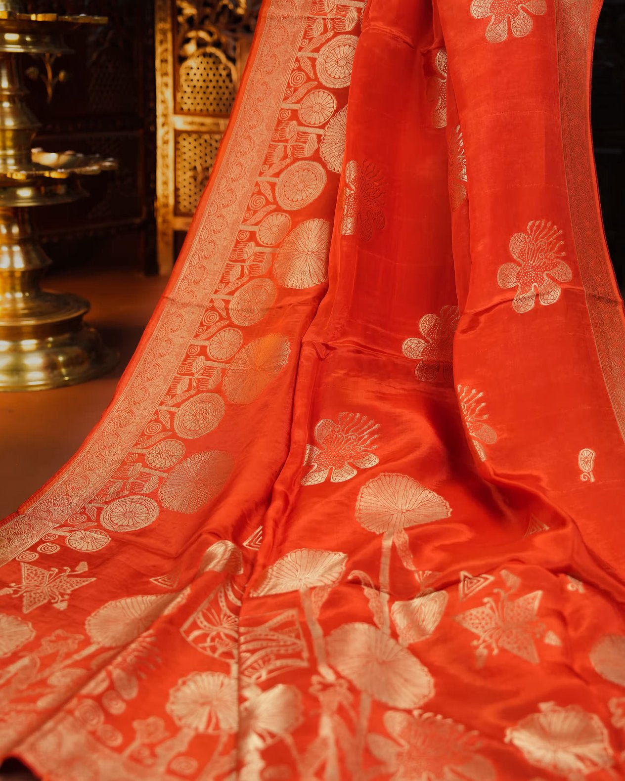 Orange Color Silk Saree - Shop Vastram