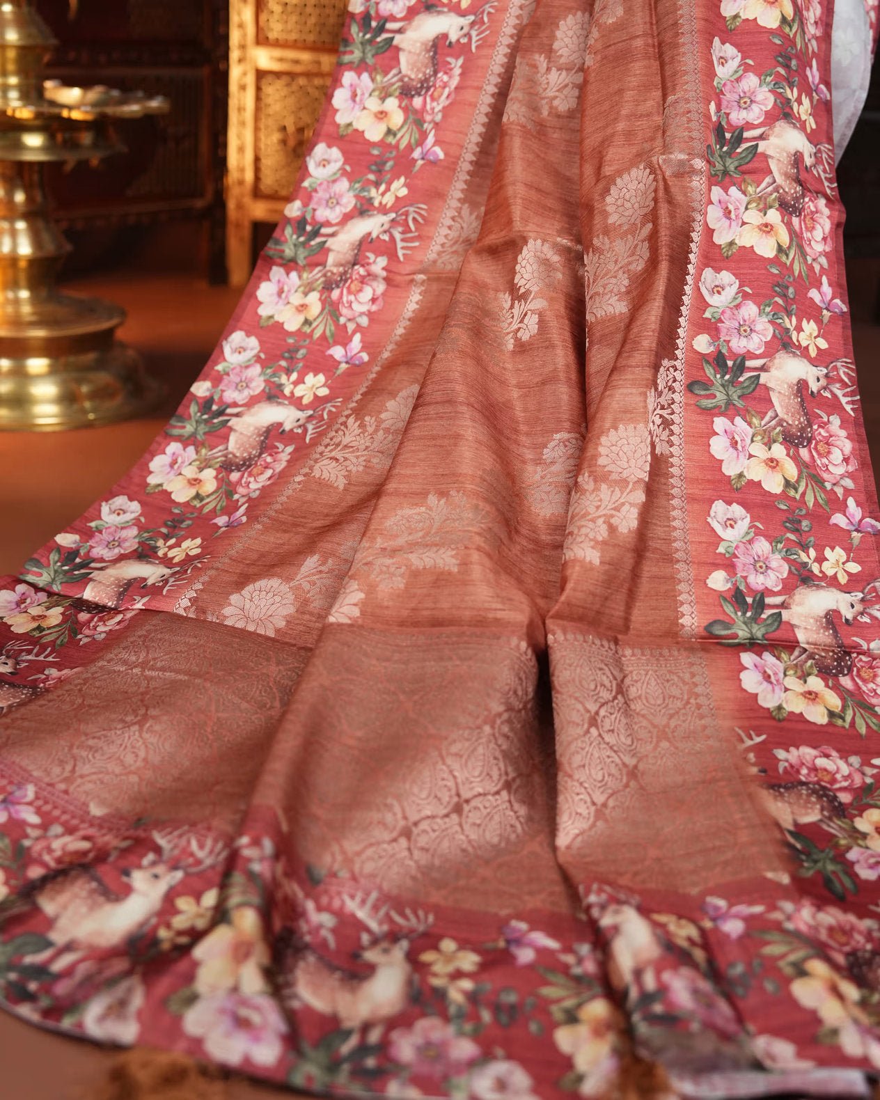 Orange Color Silk Saree - Shop Vastram