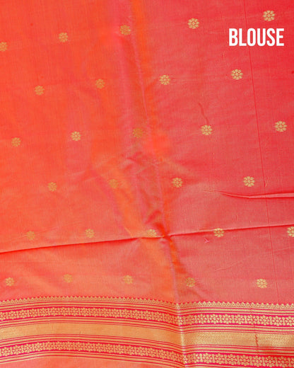 Orange Silk Banarsi saree - Shop Vastram