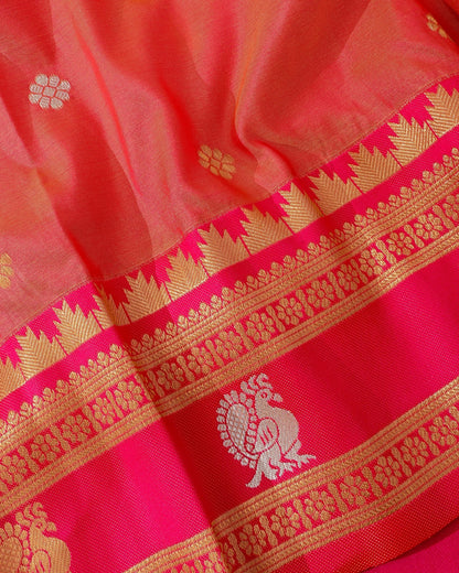 Orange Silk Banarsi saree - Shop Vastram