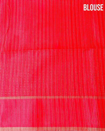 Orange Tusser Banarsi Saree - Shop Vastram