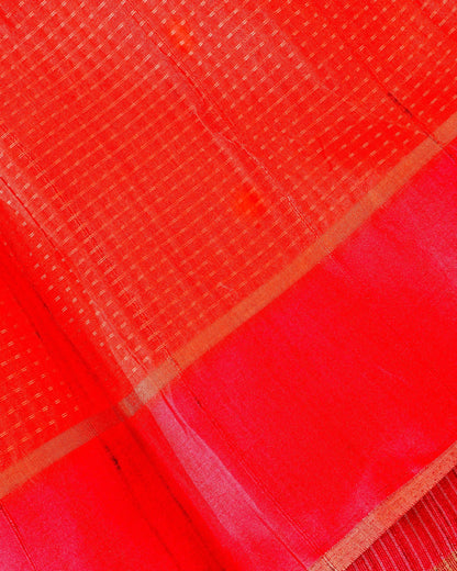 Orange Tusser Banarsi Saree - Shop Vastram