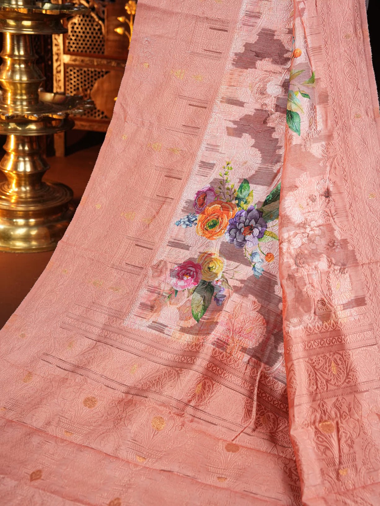 Pastel Color Chanderi Saree - Shop Vastram