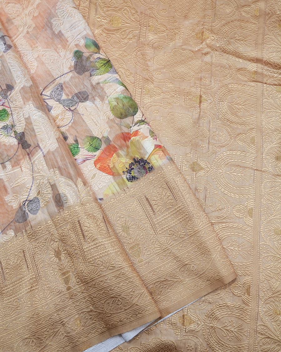 Pastel color Chanderi Saree - Shop Vastram