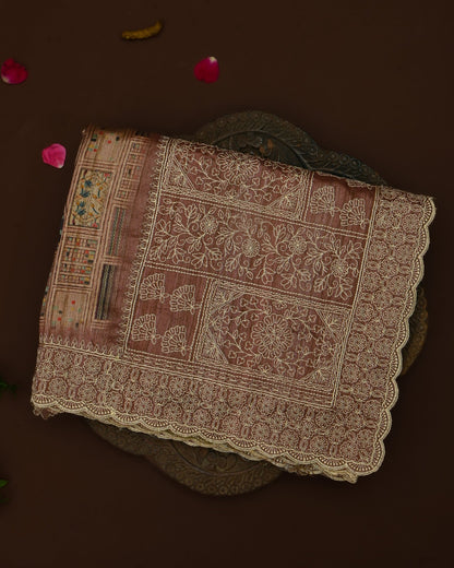 Pastel color Dupion Saree - Shop Vastram
