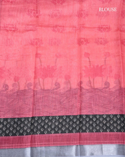 Pastel Color Lenin Saree - Shop Vastram