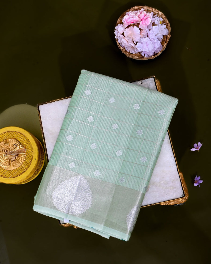 Pastel Organza Banarasi Saree - Shop Vastram