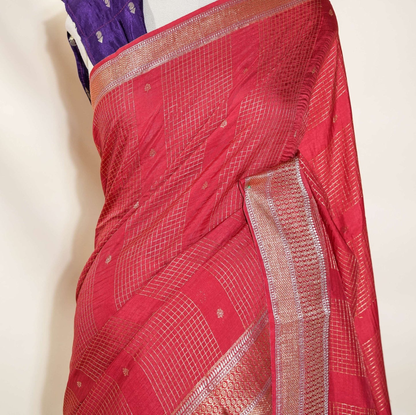 Peach Banarasi Silk Saree - Shop Vastram