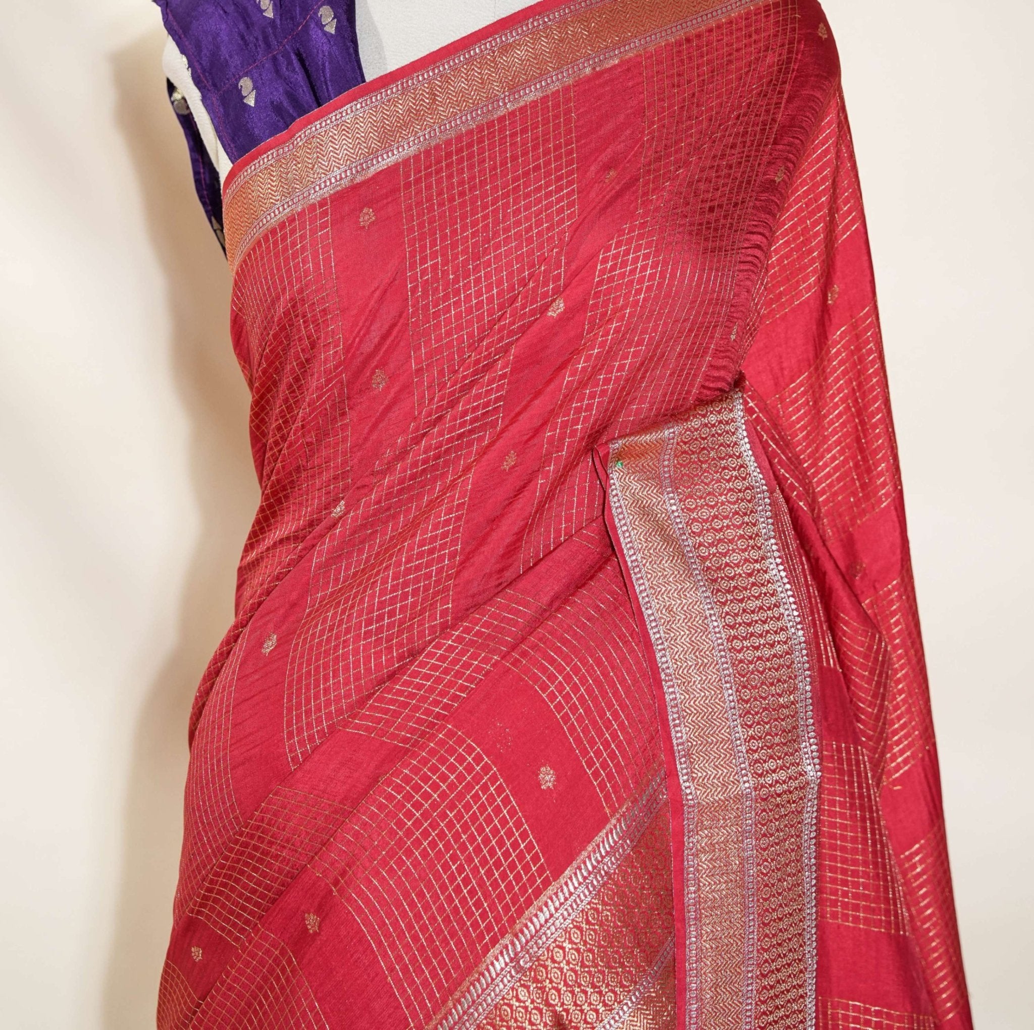 Peach Banarasi Silk Saree - Shop Vastram