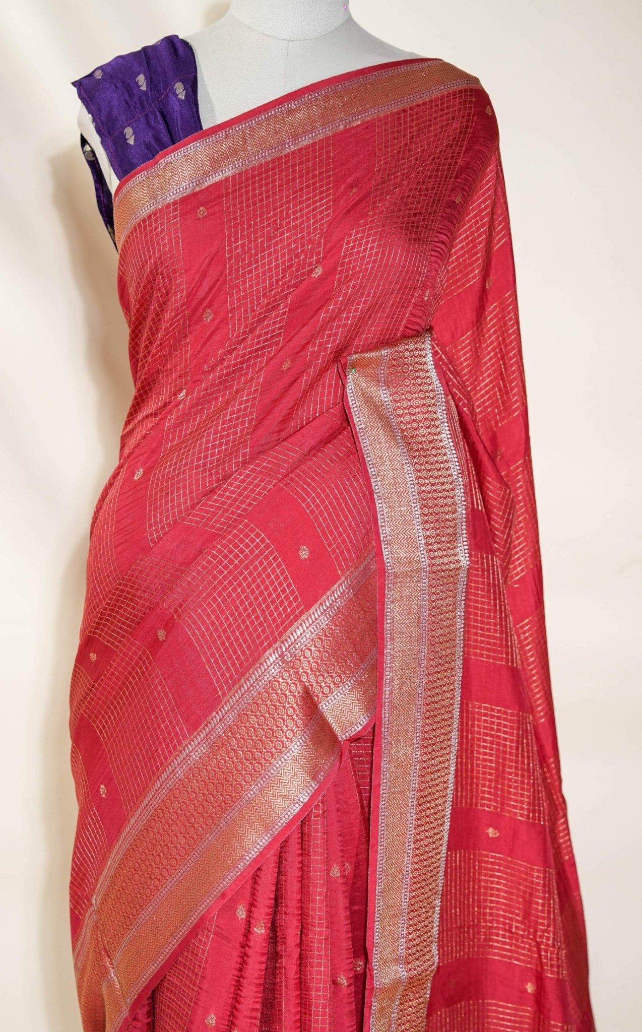 Peach Banarasi Silk Saree - Shop Vastram