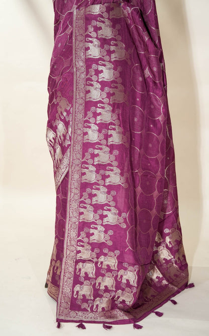 Pink Banarasi Silk Saree - Shop Vastram