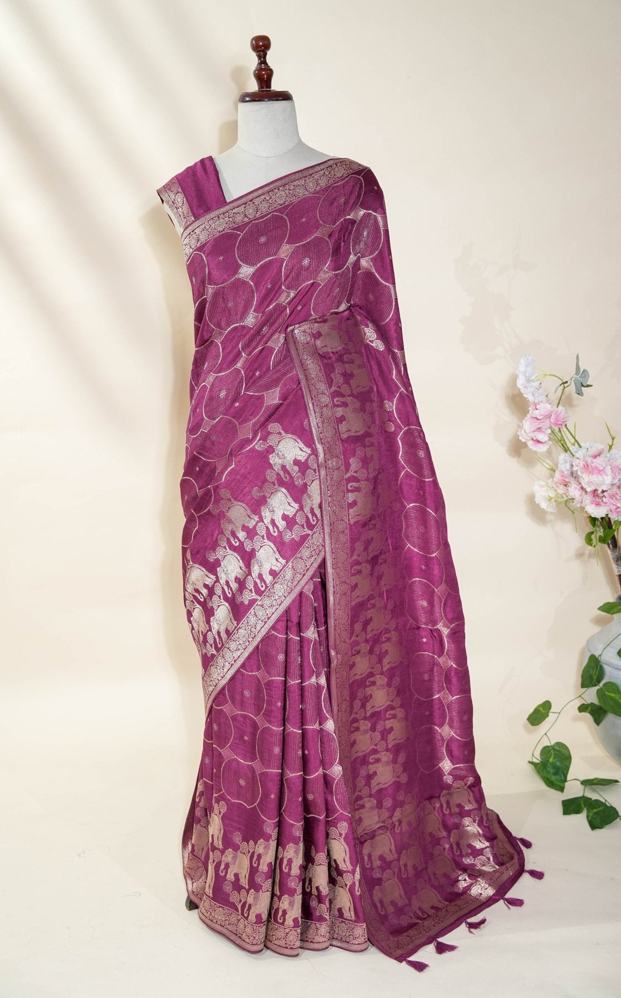 Pink Banarasi Silk Saree - Shop Vastram