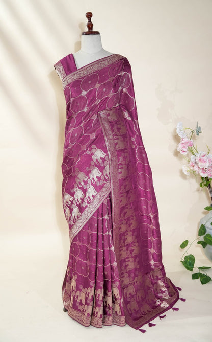 Pink Banarasi Silk Saree - Shop Vastram