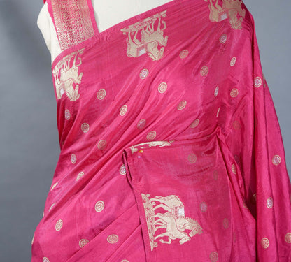 Pink Banarasi Silk Saree - Shop Vastram