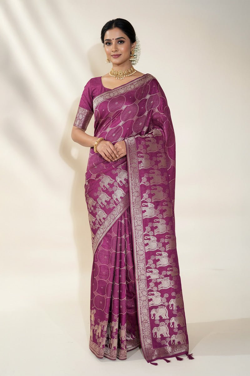 Pink Banarasi Silk Saree - Shop Vastram