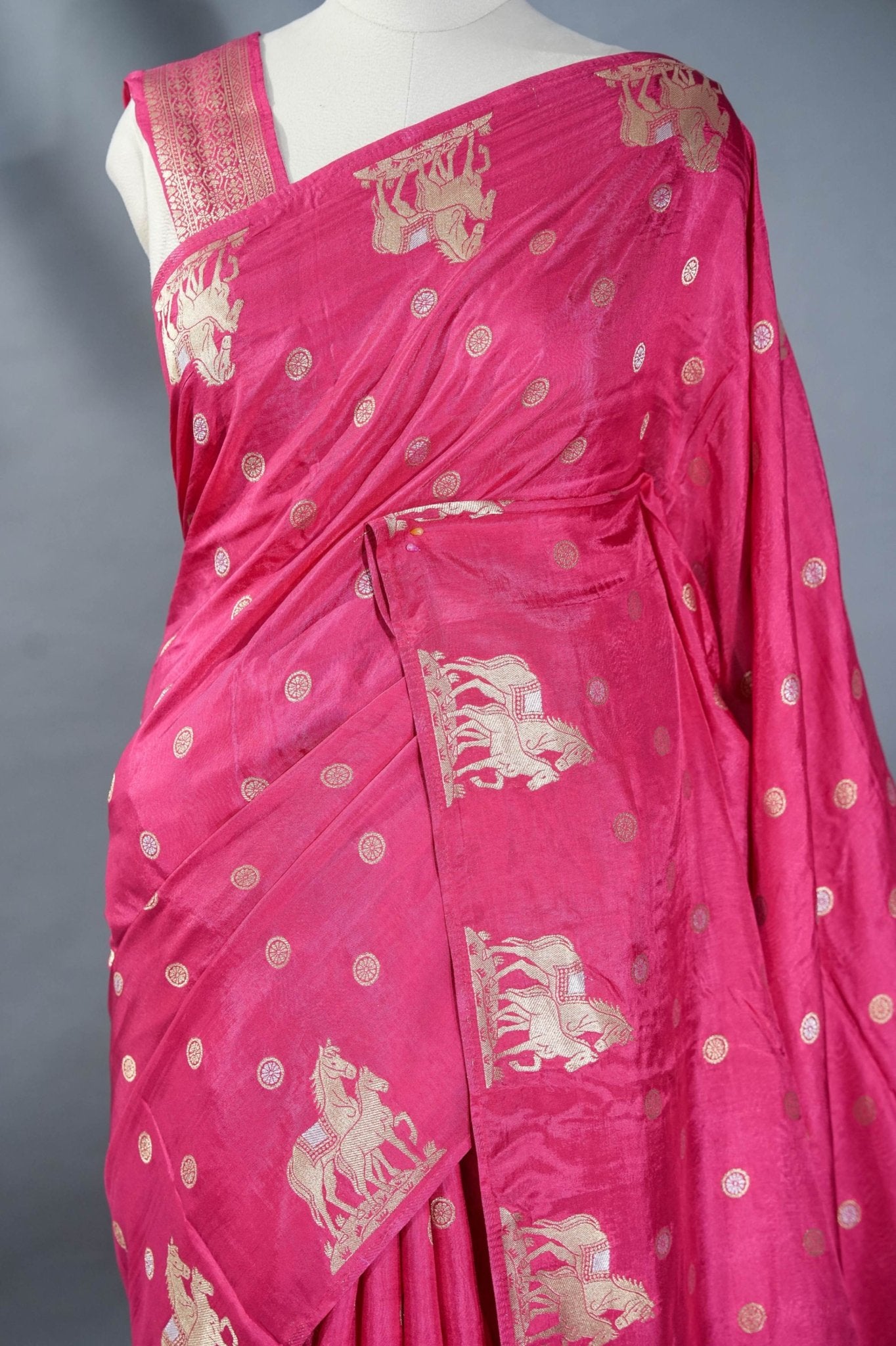 Pink Banarasi Silk Saree - Shop Vastram