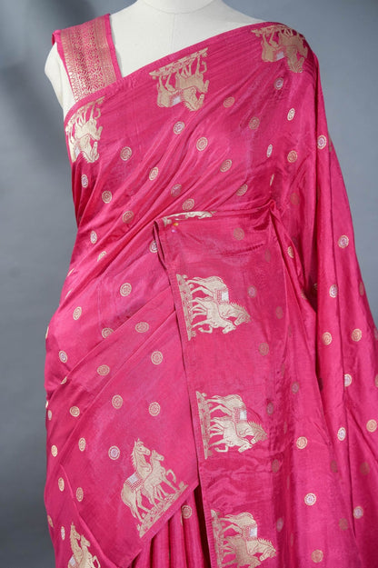 Pink Banarasi Silk Saree - Shop Vastram