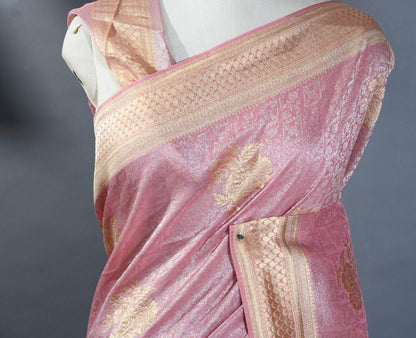 Pink Banarasi Tissue Saree - Shop Vastram